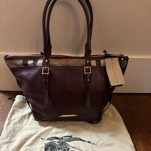 Burberry Soft Leather House Check Small Salisbury Tote Deep Claret